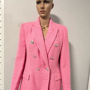 Zara Vibrant Pink Double-Breasted Blazer